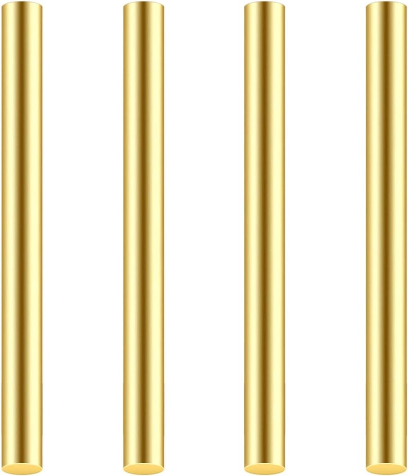 DYWISHKEY 4 Pieces 3/8 Inch Brass Rods, Brass Round Stock Lathe Bar Stock for DIY Craft Making, Handle Pin, Brass Rod 3/8 Inch in Diameter, 3.94 Inches in Length - Image 1